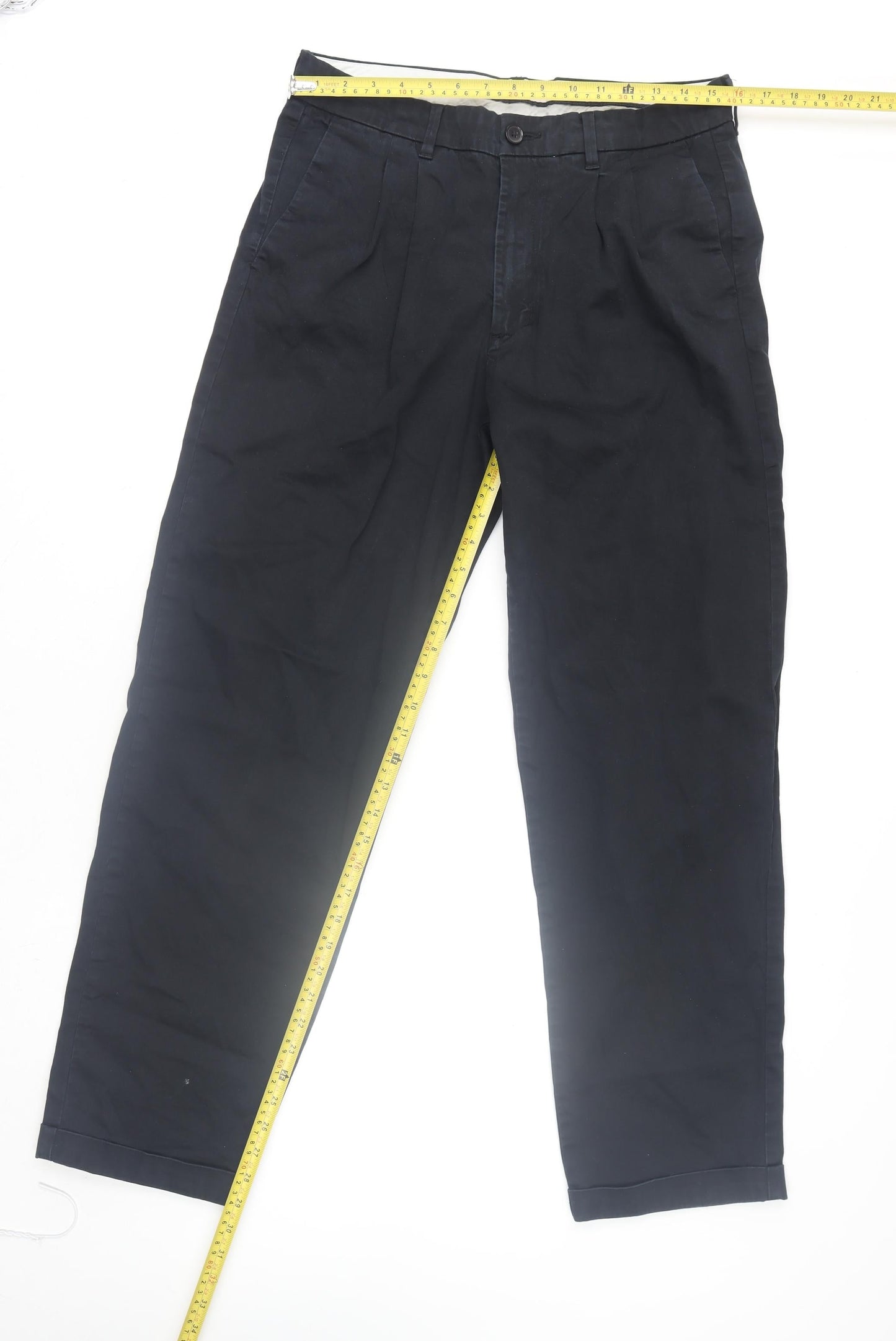 Marks and Spencer Autograph Men's Black Tapered Chino Trousers 32/33