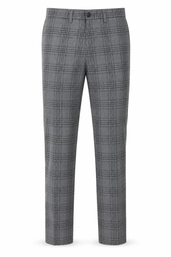 Jack & Jones Mens Grey Check Slim Chino Trousers 29W 32L