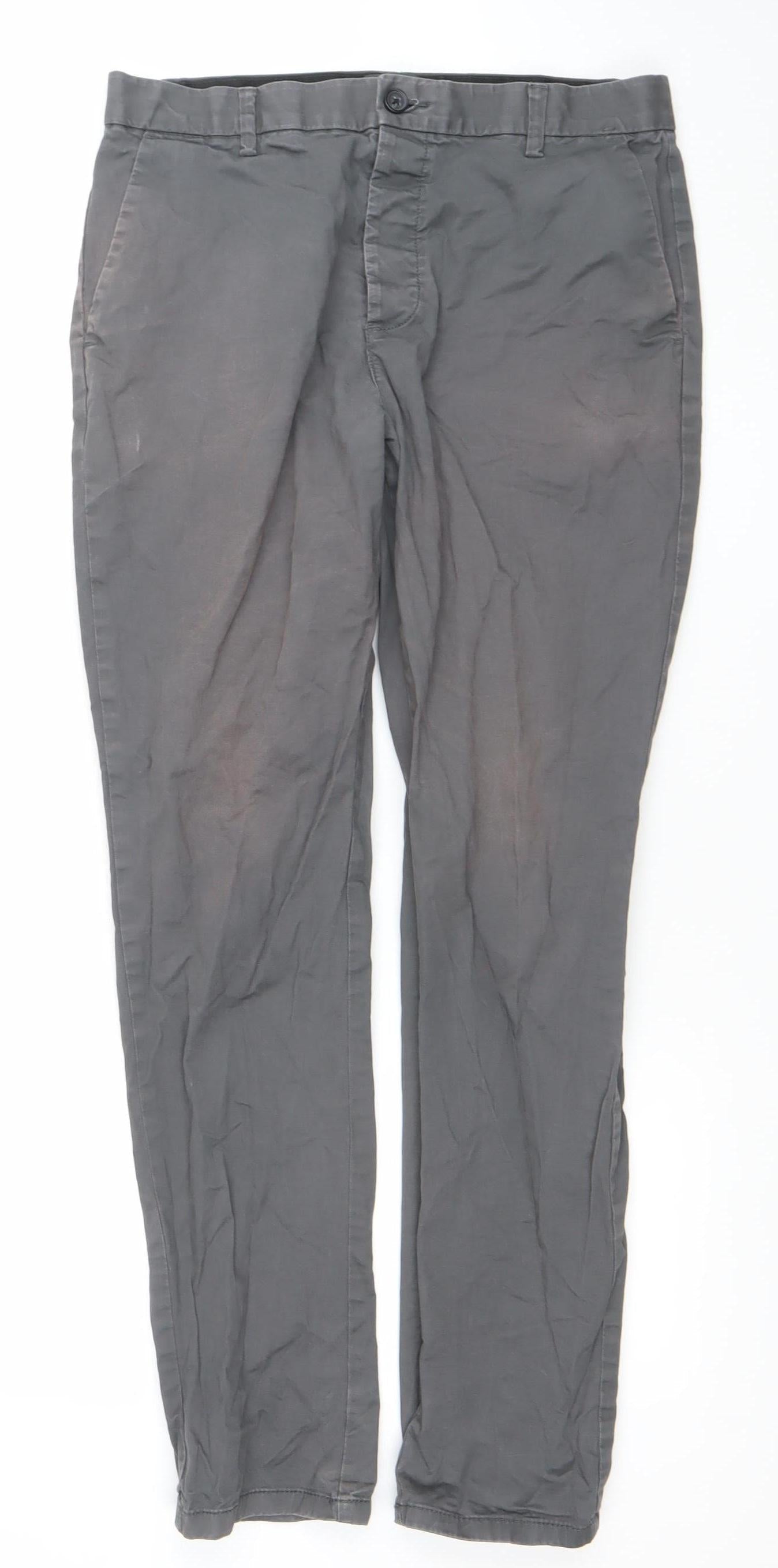 Denim Co Mens Grey Chino Slim Stretch Trousers W32 L32