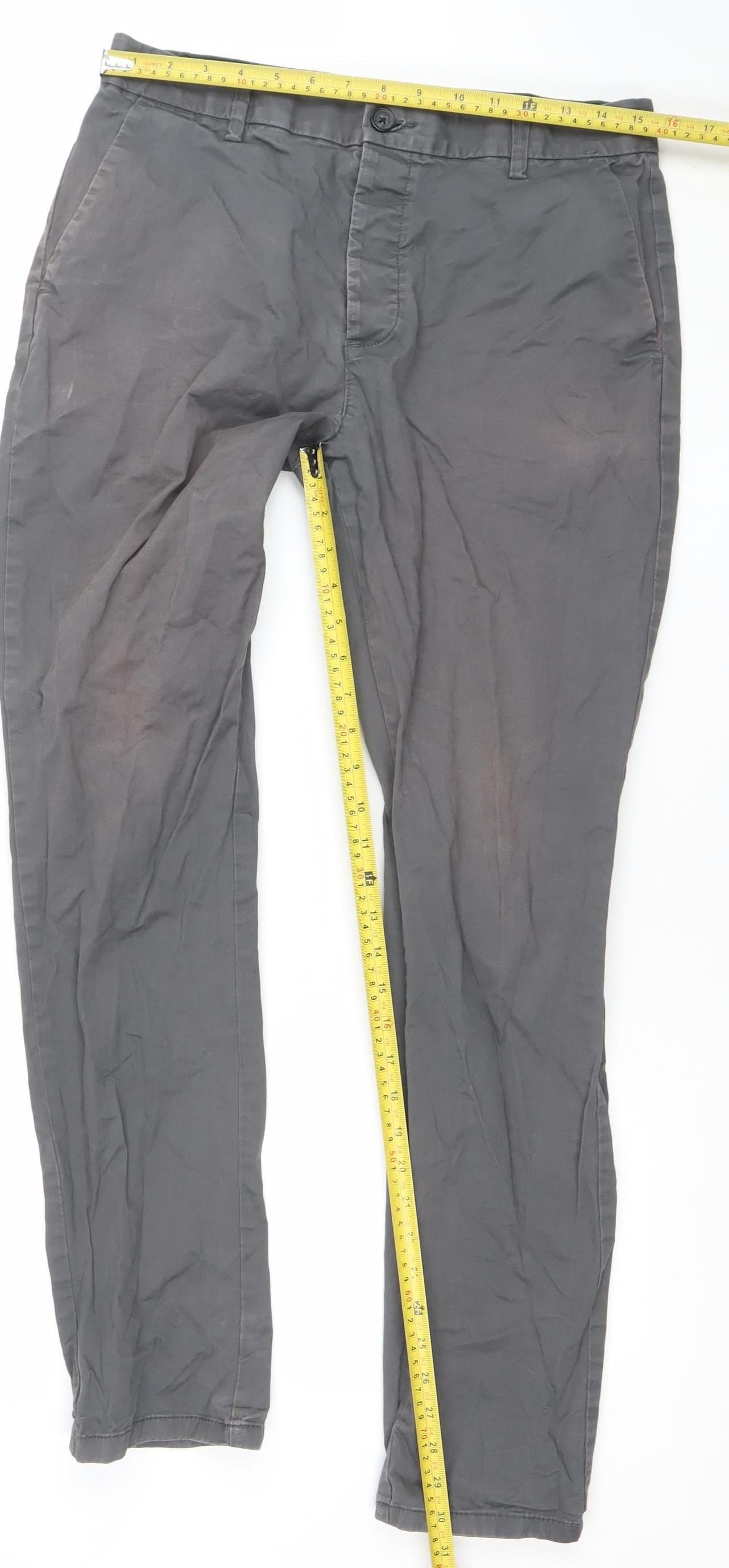 Denim Co Mens Grey Chino Slim Stretch Trousers W32 L32