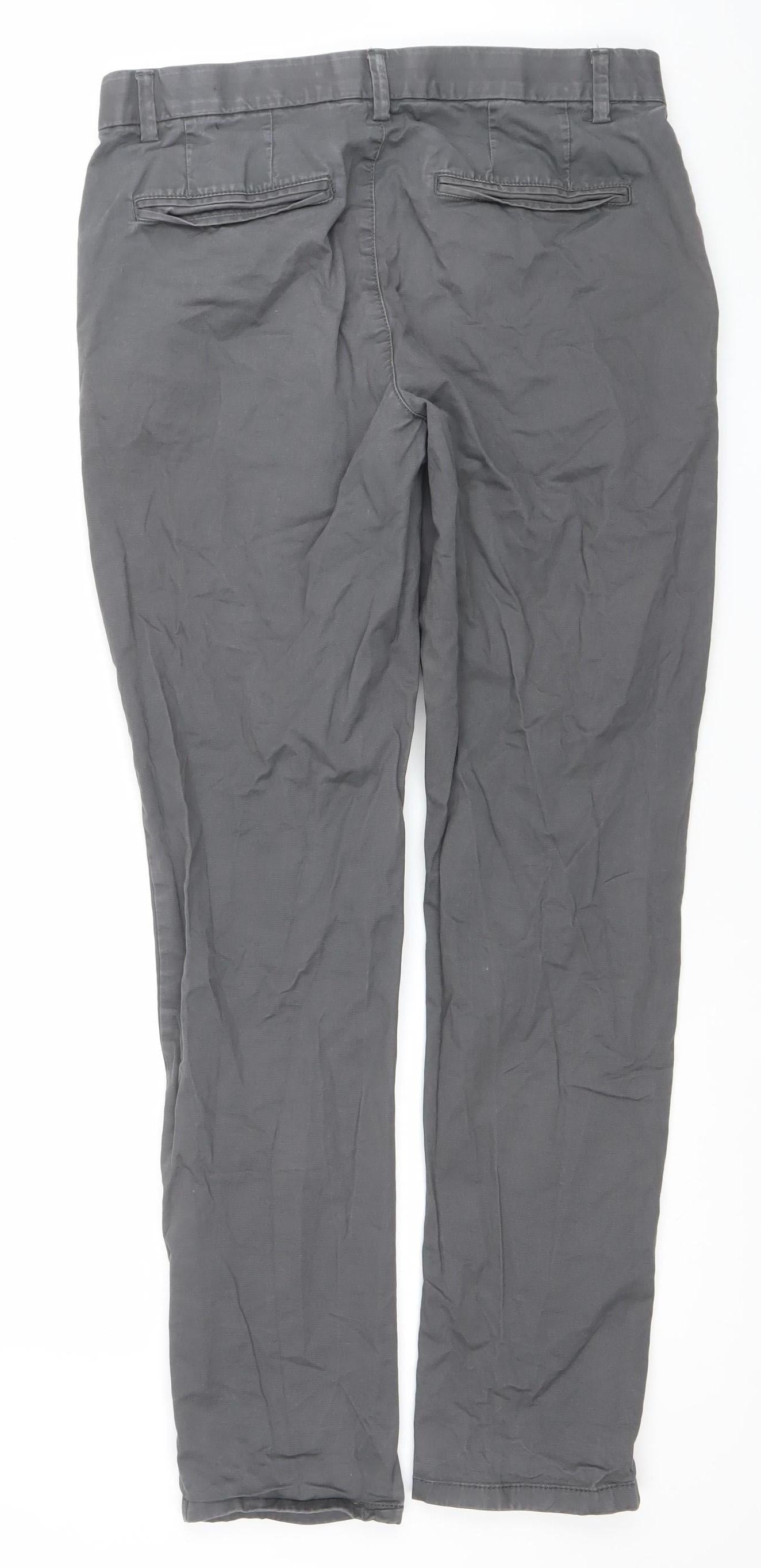 Denim Co Mens Grey Chino Slim Stretch Trousers W32 L32