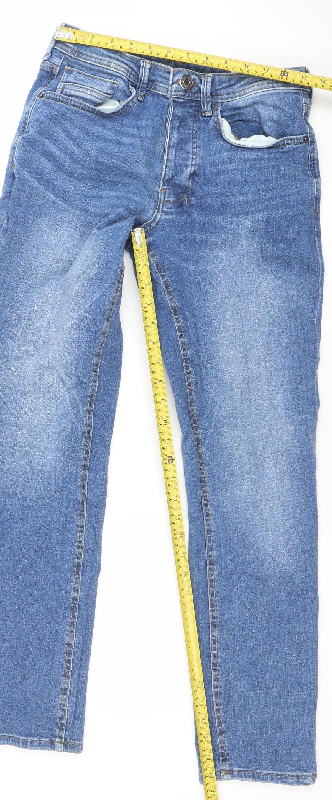 Denim Co Men's Blue Straight Jeans W30 L32 Cotton Blend