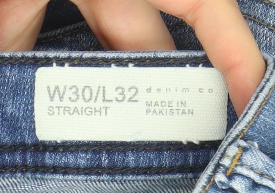 Denim Co Men's Blue Straight Jeans W30 L32 Cotton Blend
