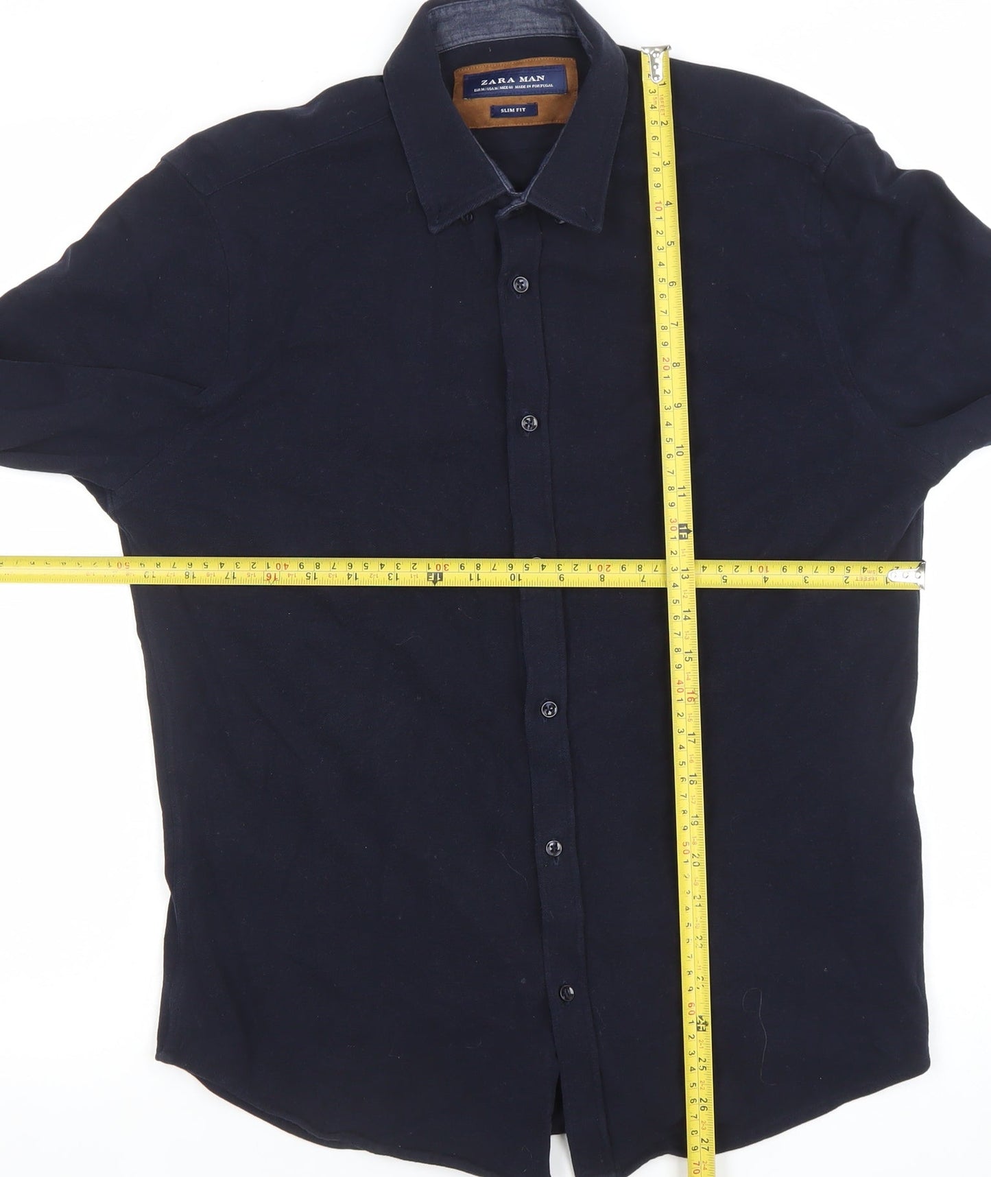Zara Man Men's Blue Slim Fit Cotton Button-Up Shirt Medium