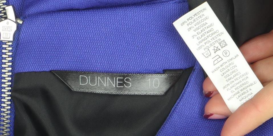 Dunnes Women Blue Sheath Knee Length Zip Detail Dress Size 10
