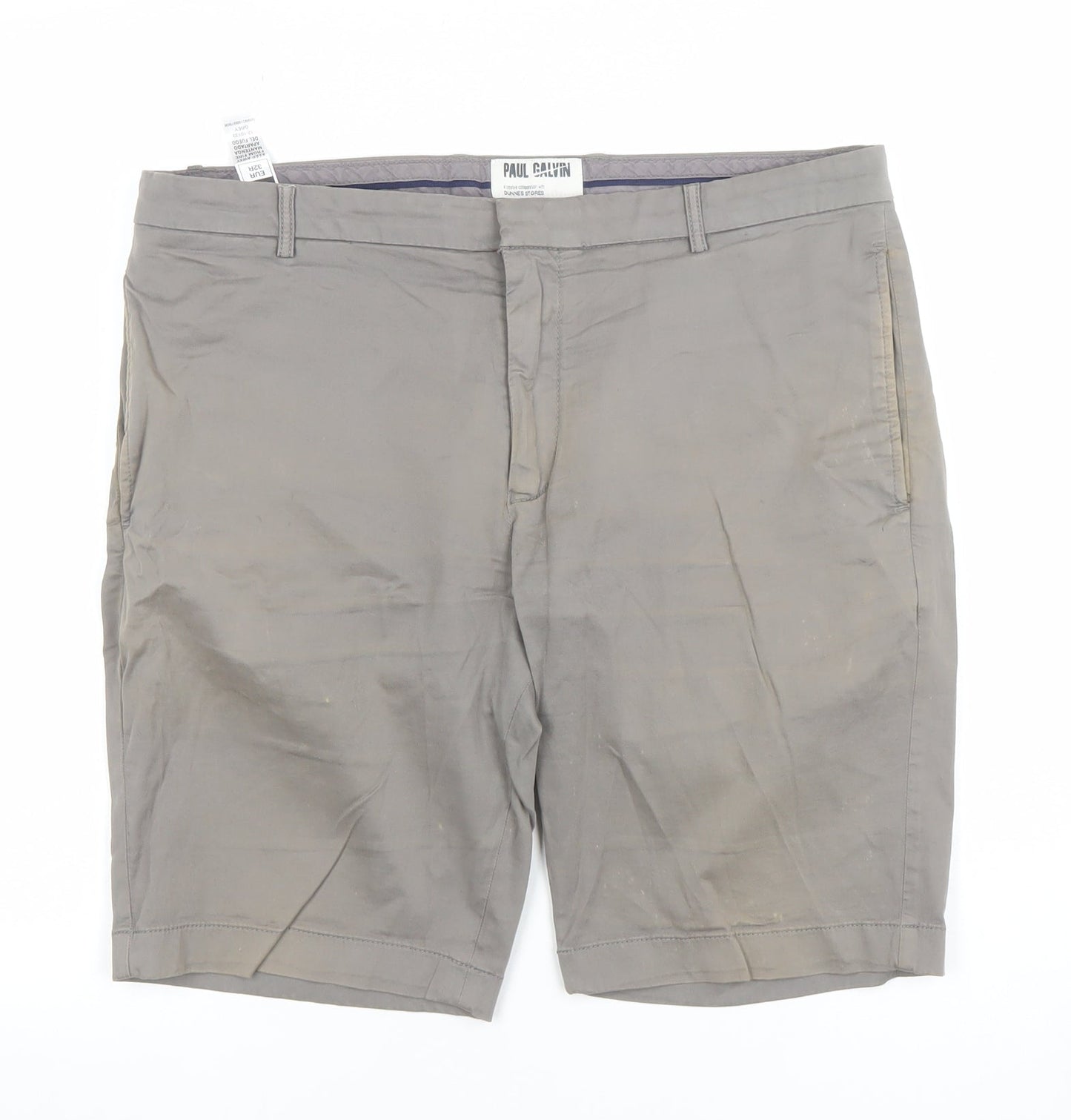 Paul Calvin Men’s Grey 32R Chino Shorts Cotton Stretch Casual