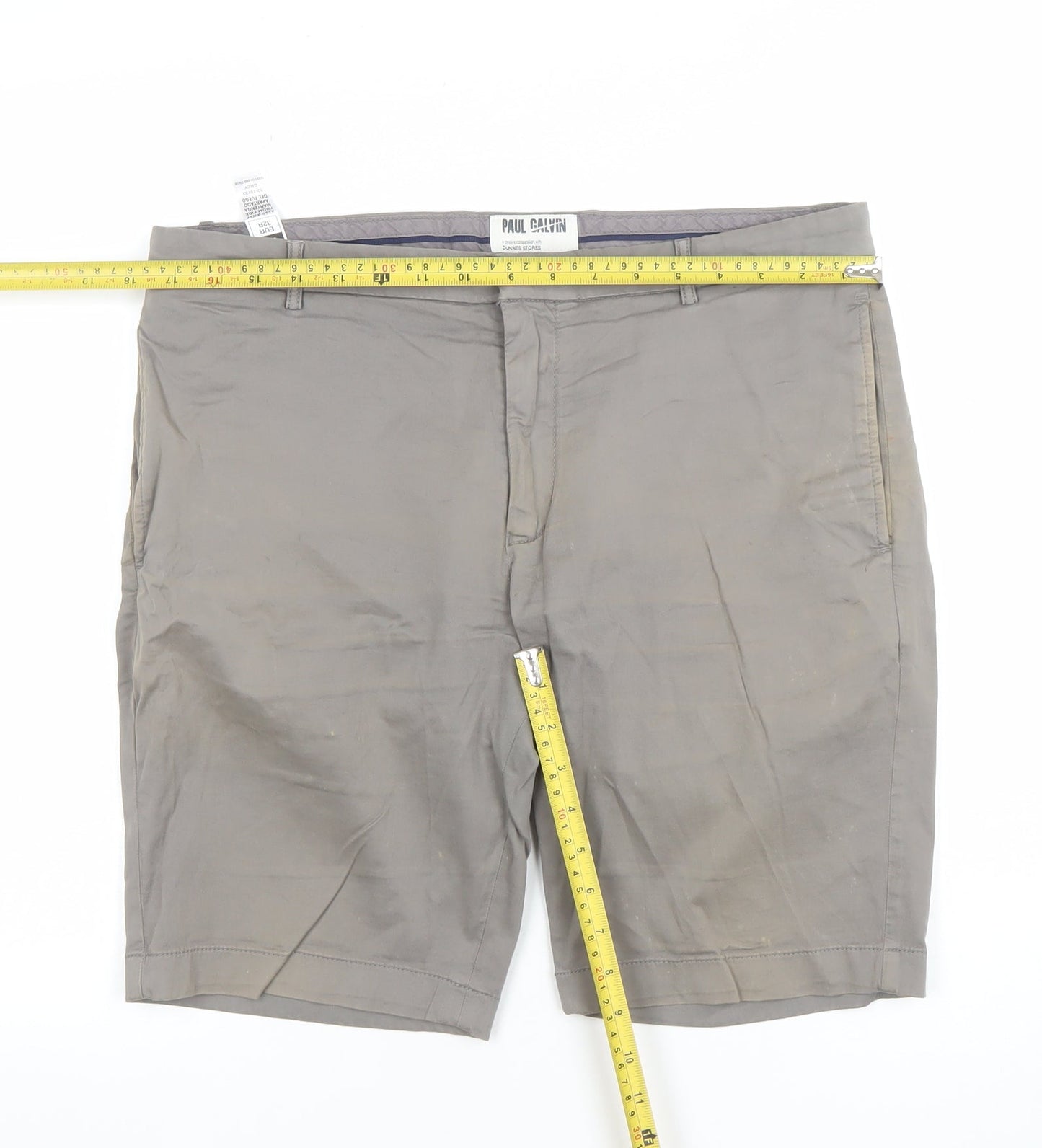 Paul Calvin Men’s Grey 32R Chino Shorts Cotton Stretch Casual
