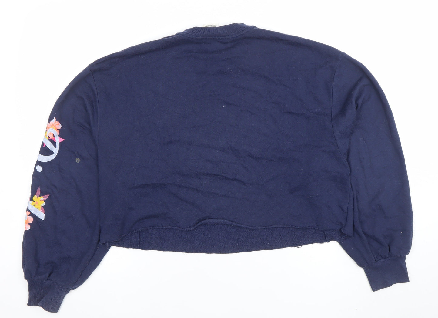 Victoria’s Secret PINK Navy Cropped Sweatshirt XS Floral Graphic Women