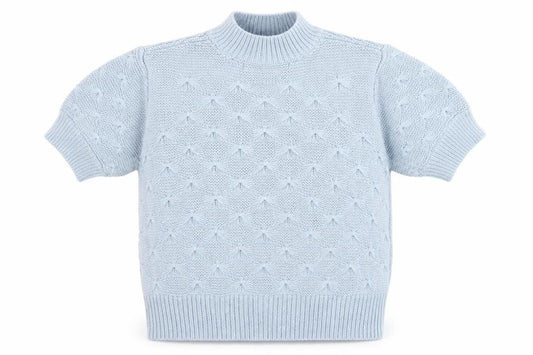 Vero Moda Womens Blue Mock Neck Short Sleeve Knit Jumper XL