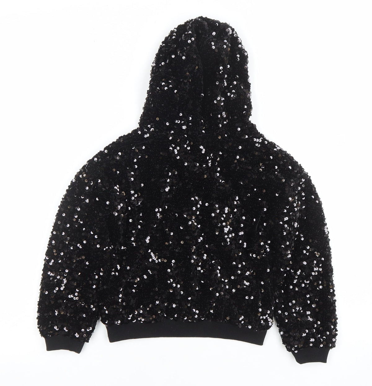 Dunnes Stores Girls Black Sequin Pullover Hoodie 4-5 Years
