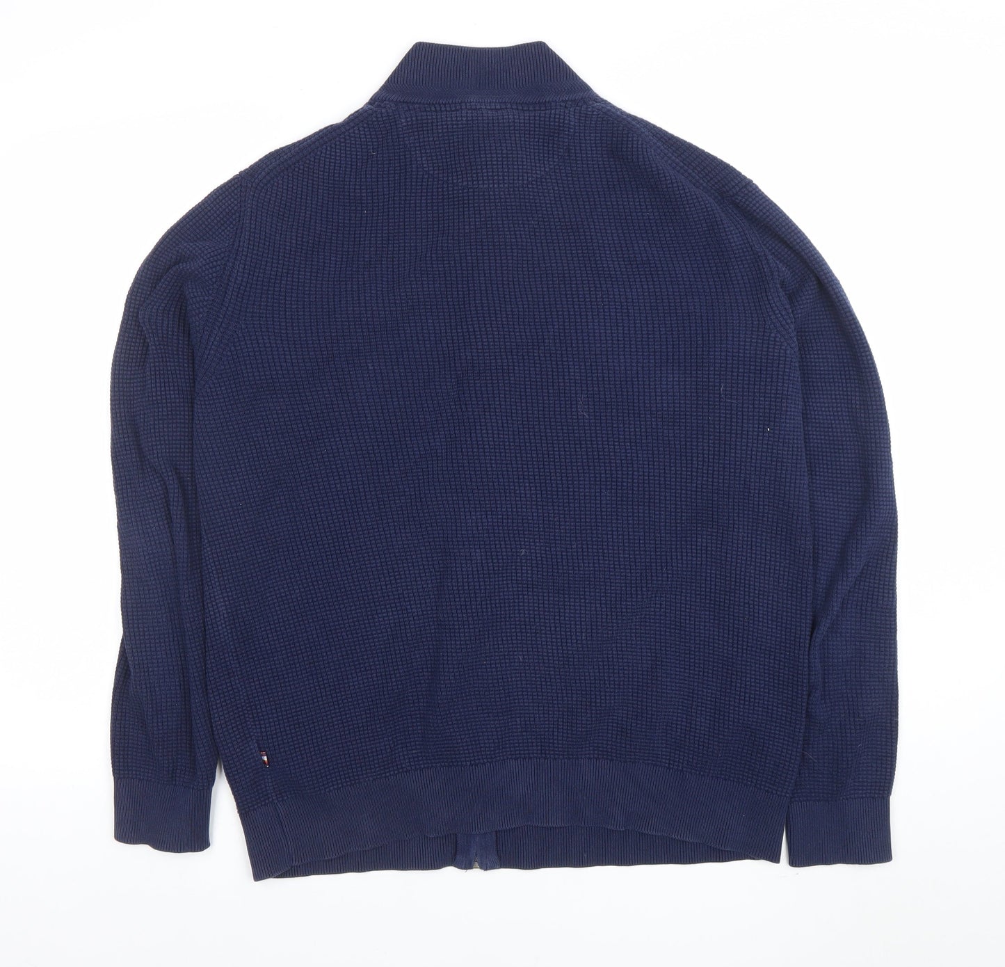 Andre Men's Blue Cotton Full Zip High Neck Jumper Size L