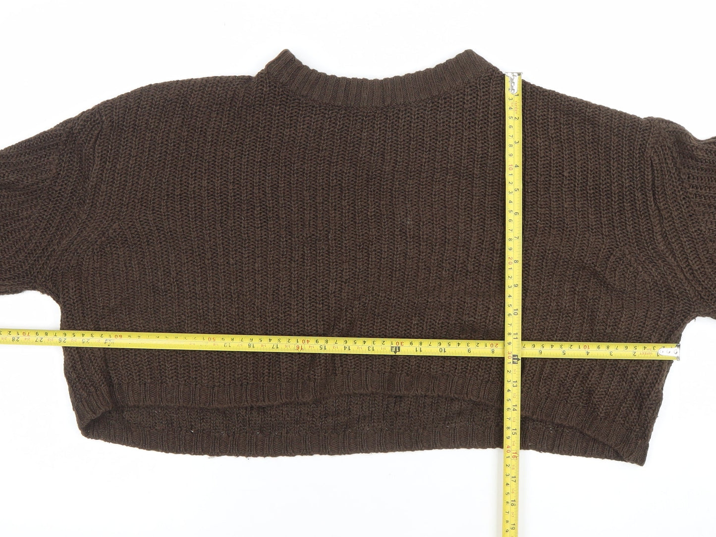 Sweatshop Women Brown Wool Chunky Knit Jumper Size 14