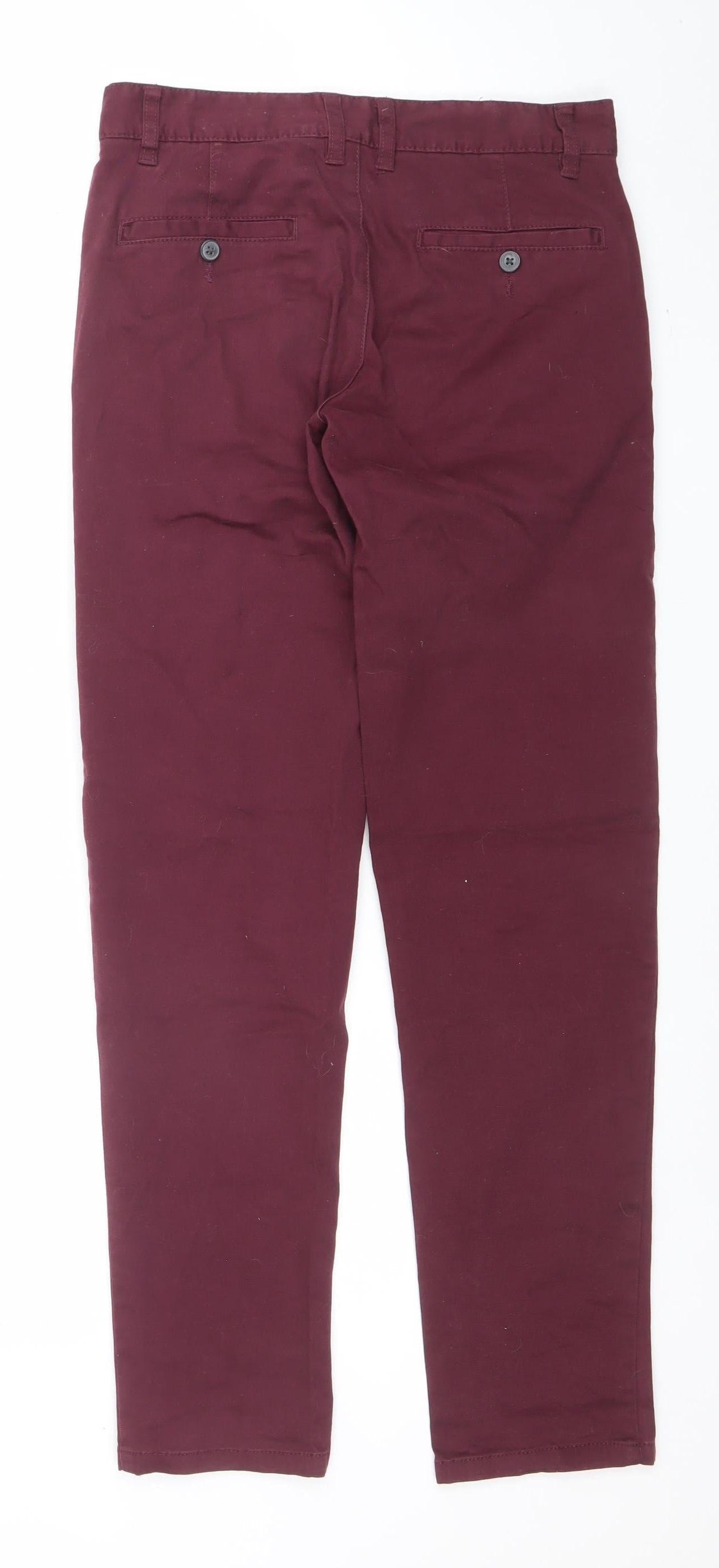 Denim Co. Men's Red Slim Fit Chino Trousers W28 L32