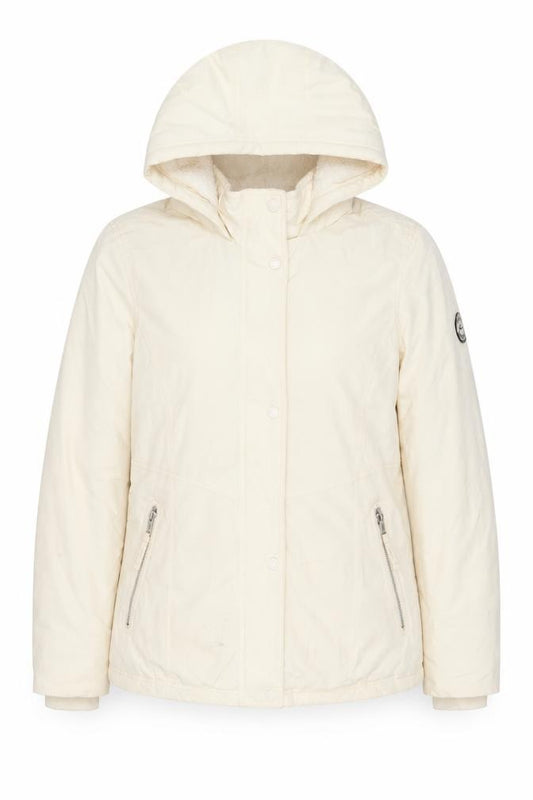 Hollister Women’s Ivory Hooded Puffer Jacket M Weather Resistant