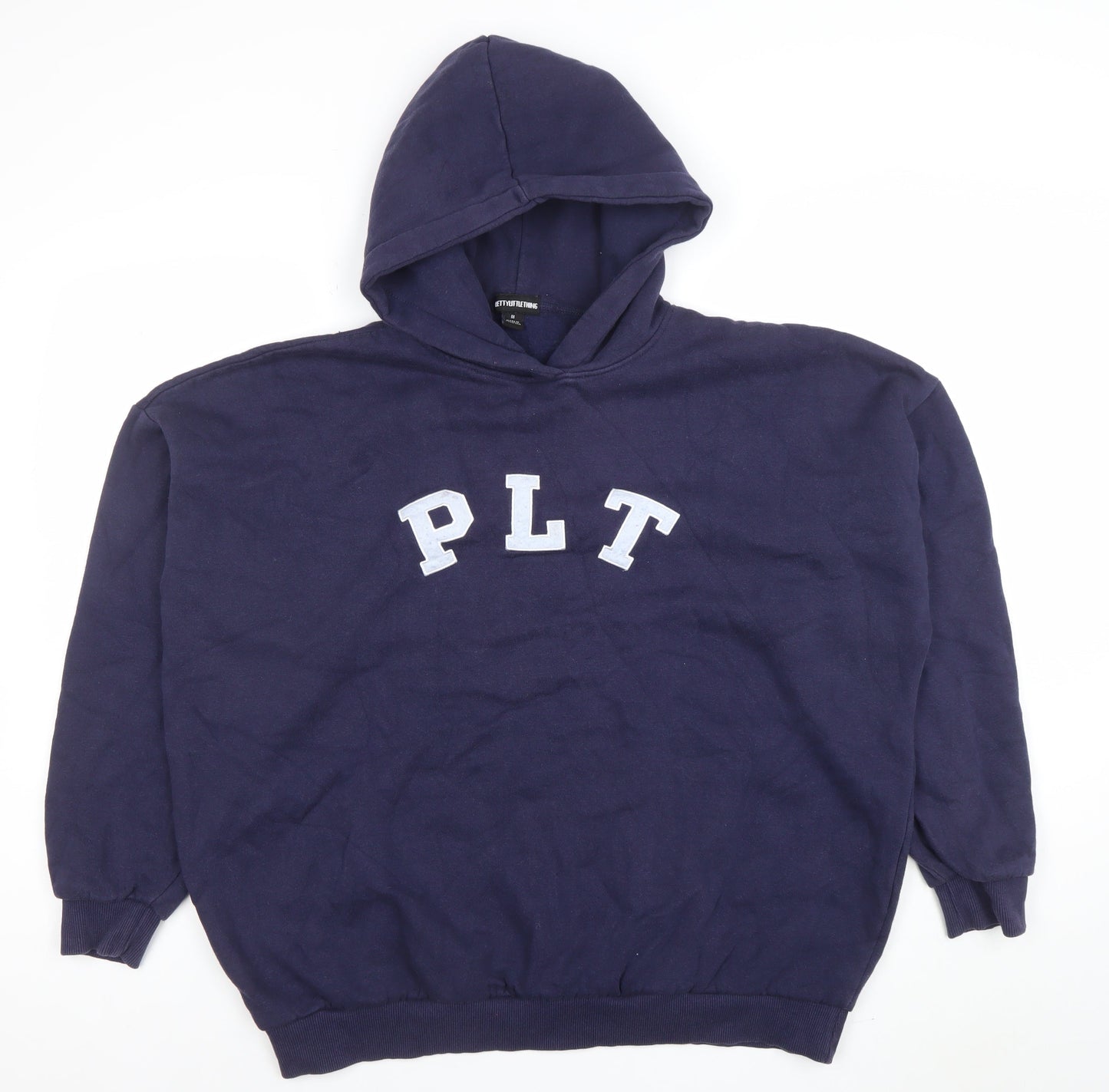 PrettyLittleThing Navy Blue Women's Pullover Hoodie Size M Cotton Blend