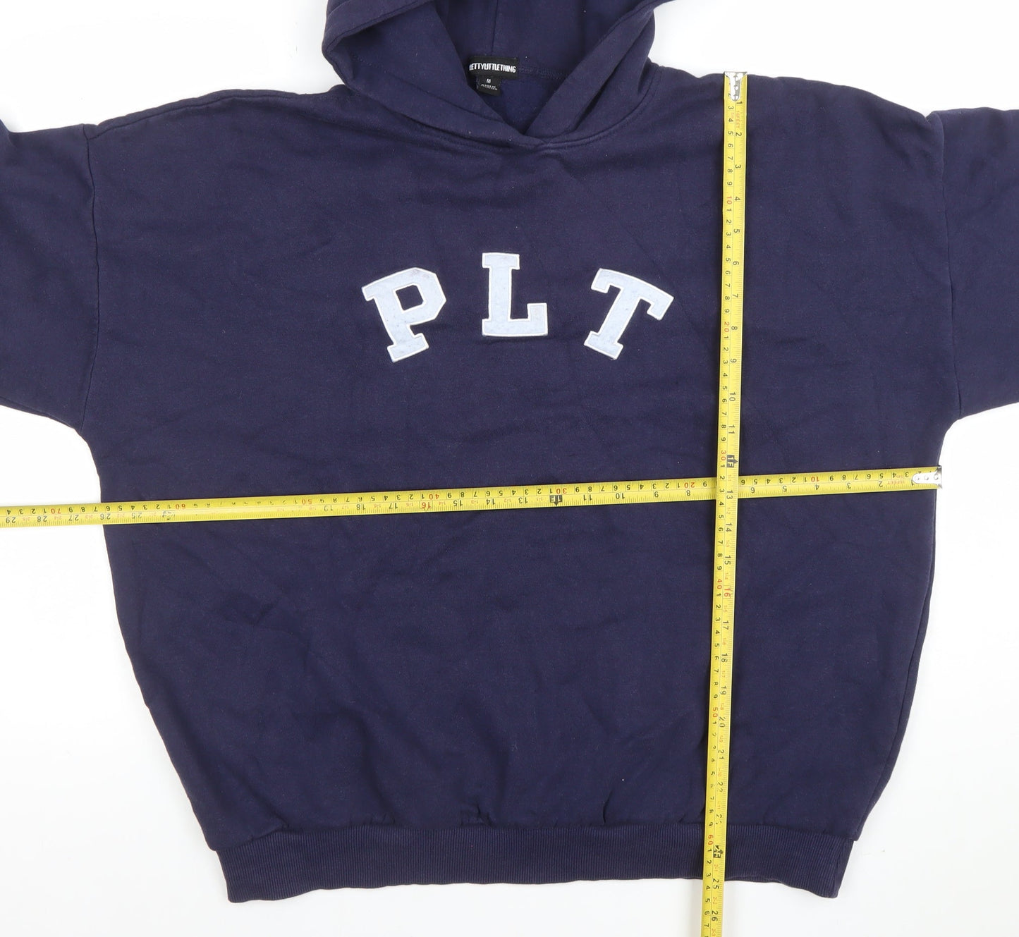 PrettyLittleThing Navy Blue Women's Pullover Hoodie Size M Cotton Blend