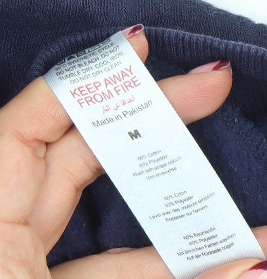 PrettyLittleThing Navy Blue Women's Pullover Hoodie Size M Cotton Blend