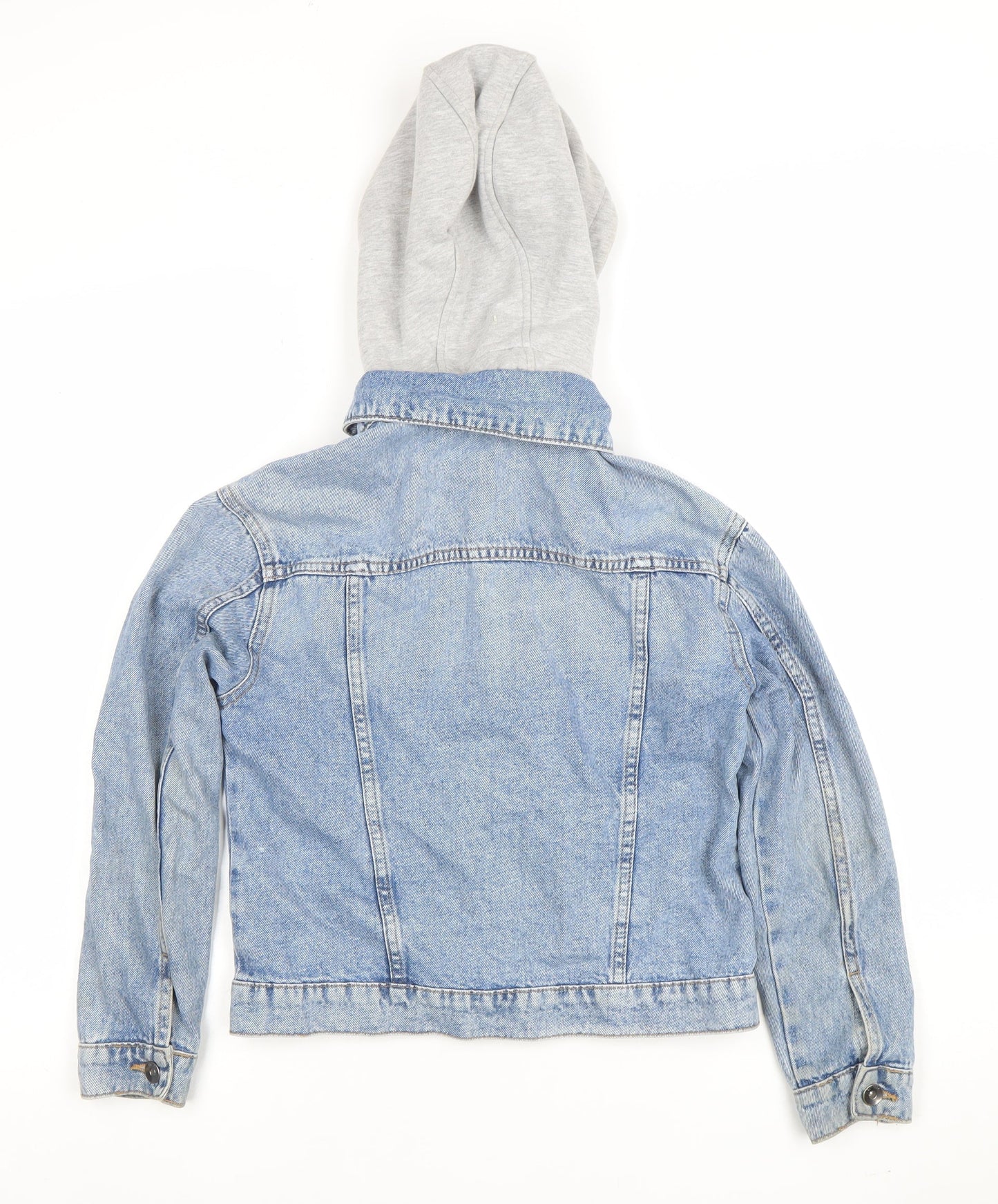 Marks and Spencer Girls Blue Denim Jacket with Detachable Hood - 11 Years
