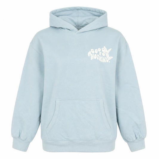Good For Nothing Women's Blue Pullover Hoodie Small Butterfly Graphic