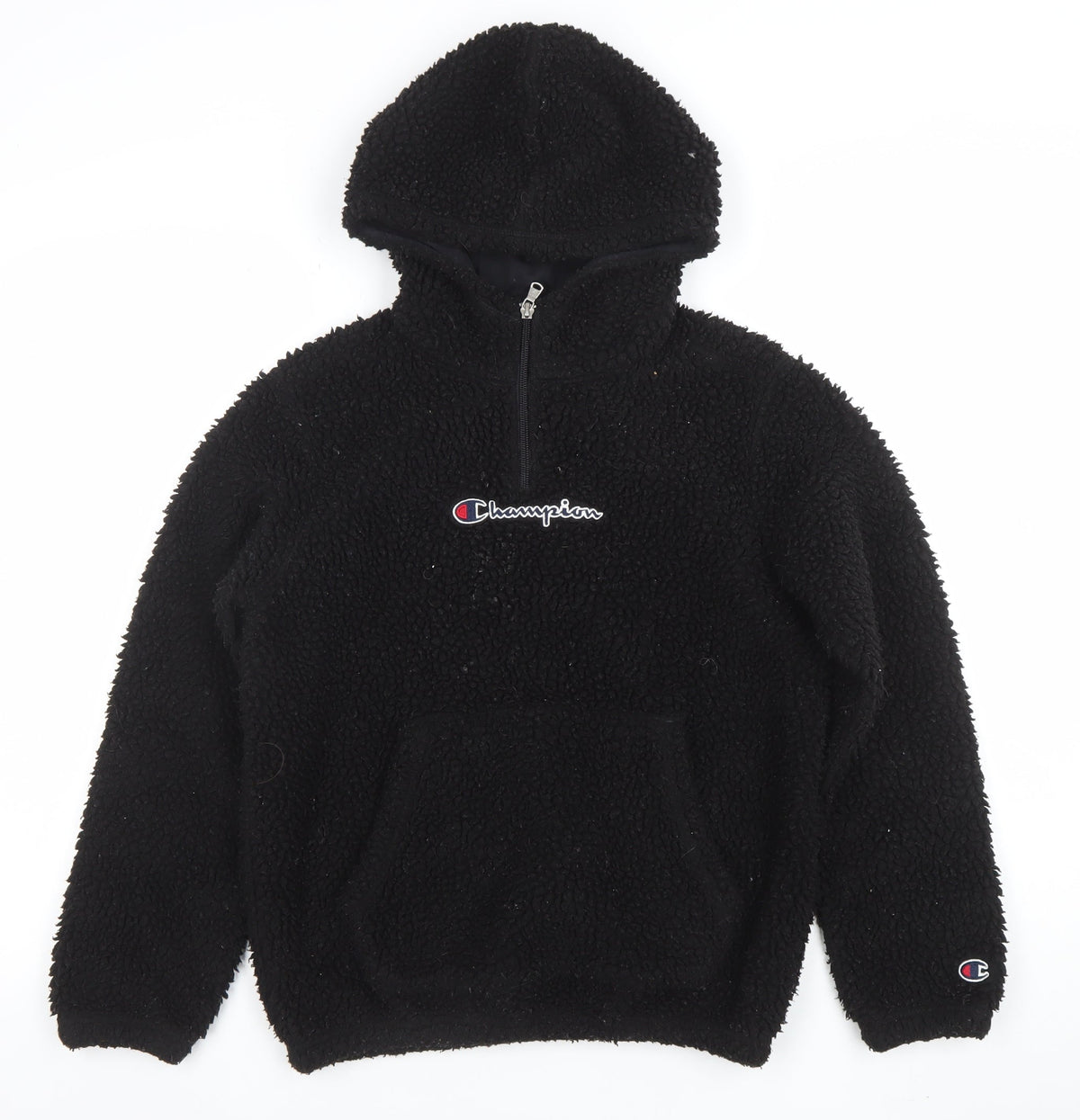 Champion Girls Black Fleece 1/4 Zip Pullover Hoodie Size L