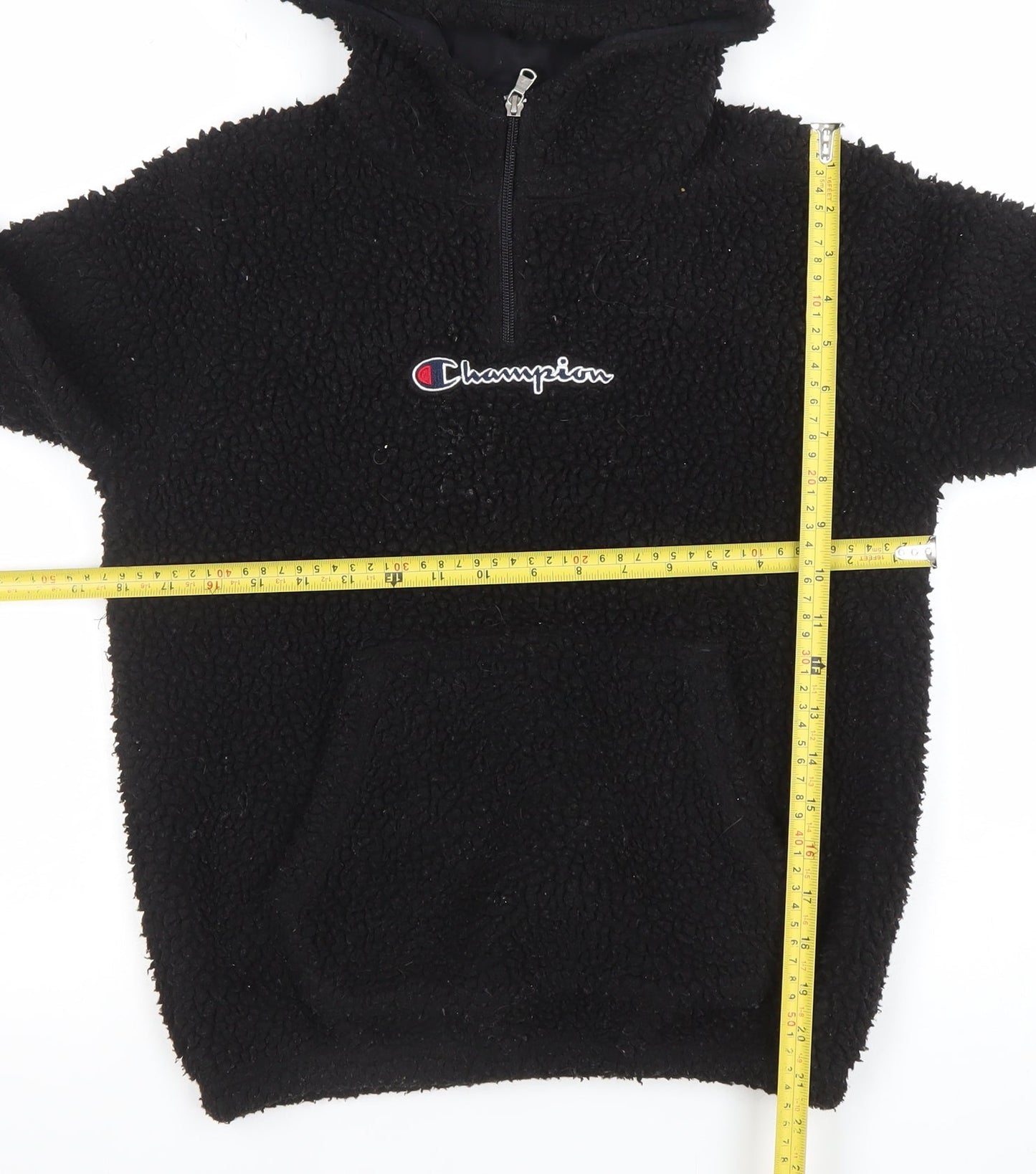 Champion Girls Black Fleece 1/4 Zip Pullover Hoodie Size L