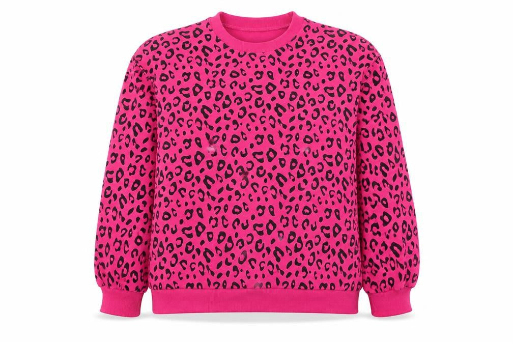 QED London Womens Pink Leopard Print Pullover Sweatshirt M/L