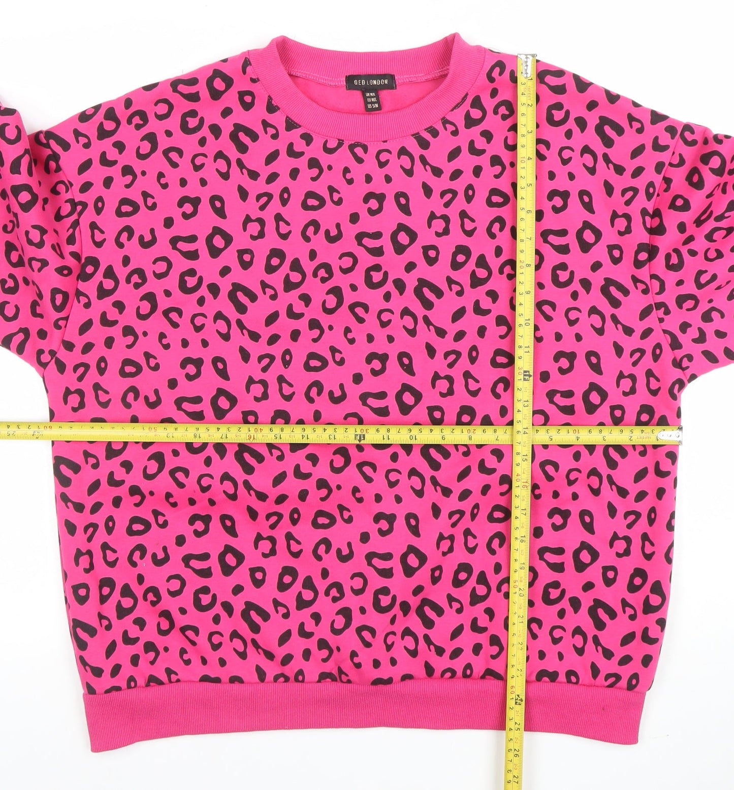 QED London Womens Pink Leopard Print Pullover Sweatshirt M/L