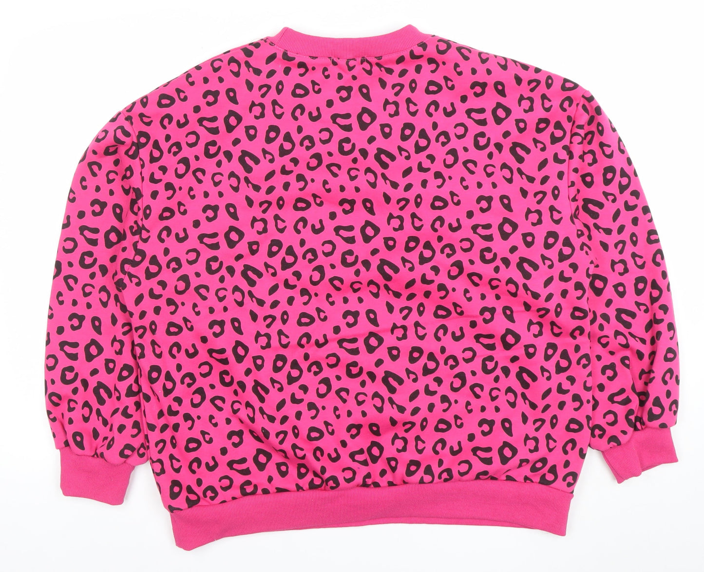 QED London Womens Pink Leopard Print Pullover Sweatshirt M/L