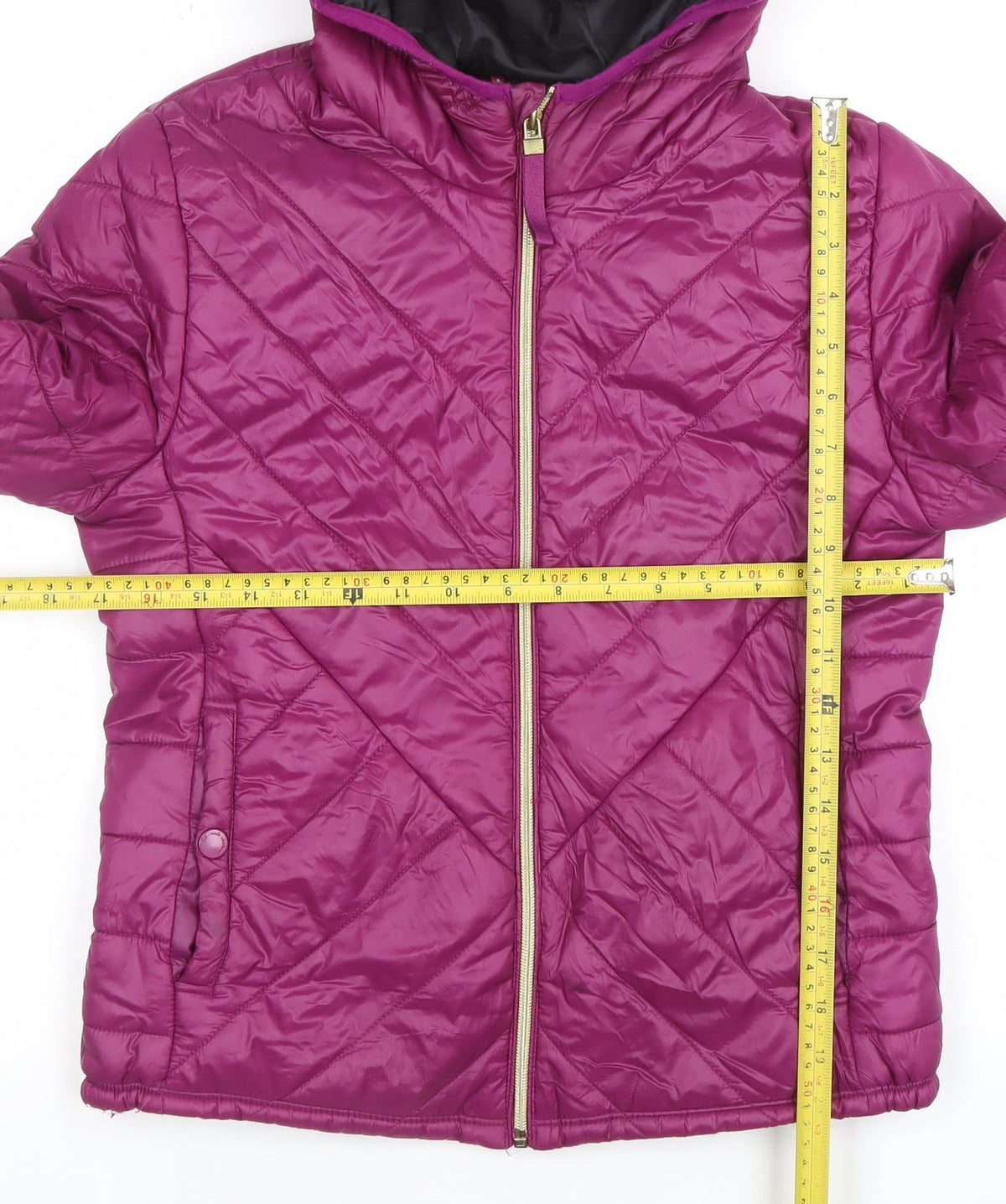 Bershka Girls Purple Hooded Quilted Puffer Jacket - Size 8 Years