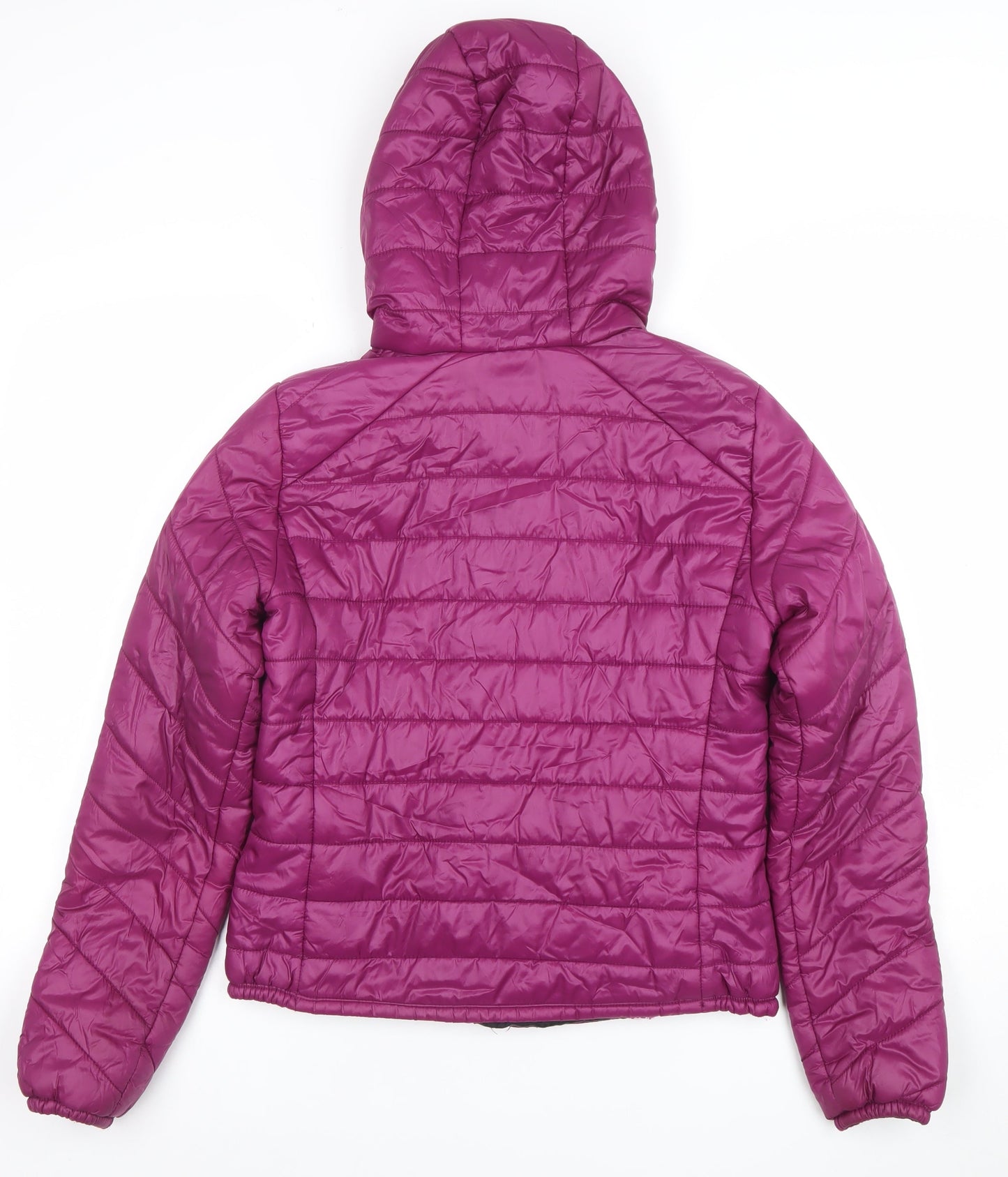 Bershka Girls Purple Hooded Quilted Puffer Jacket - Size 8 Years