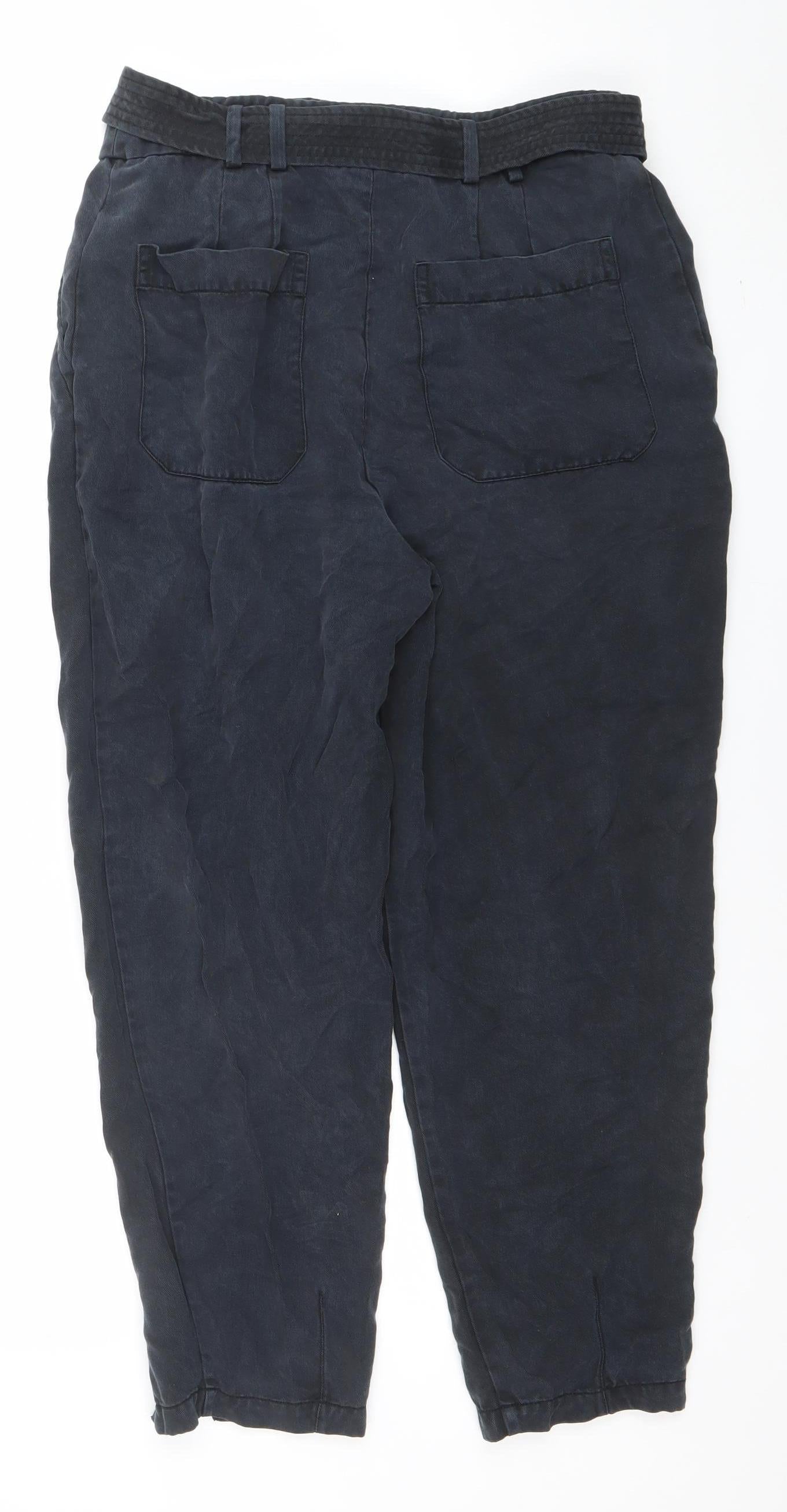 Ted Baker Women’s Blue High Waist Paperbag Tapered Trousers Size 10