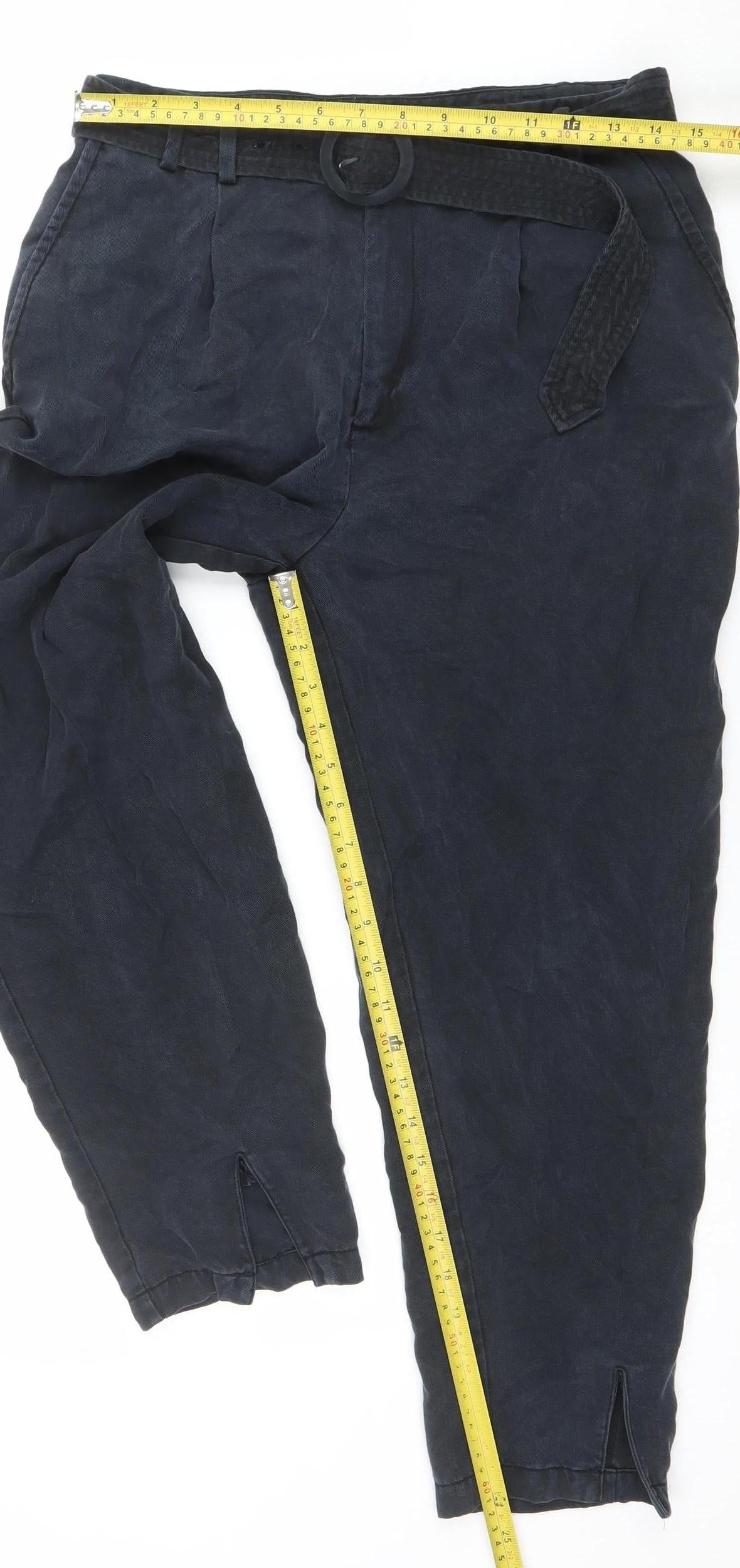 Ted Baker Women’s Blue High Waist Paperbag Tapered Trousers Size 10