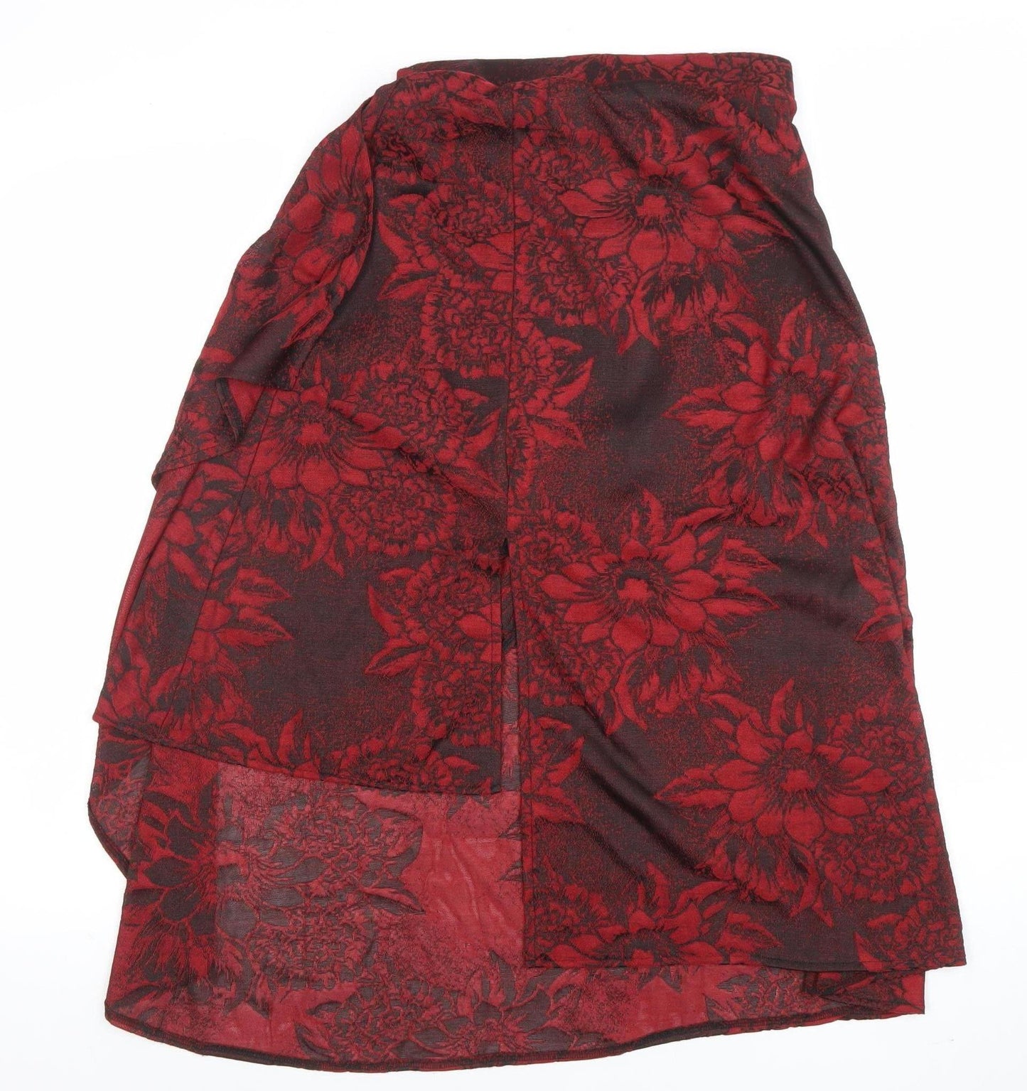 ZARA Women Red Floral Wrap Midi Skirt Size S Polyester