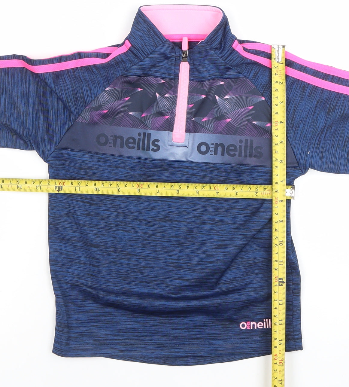 O’Neills Girls Blue Pink 1/4 Zip Long Sleeve Sports Top Age 3-4 Years
