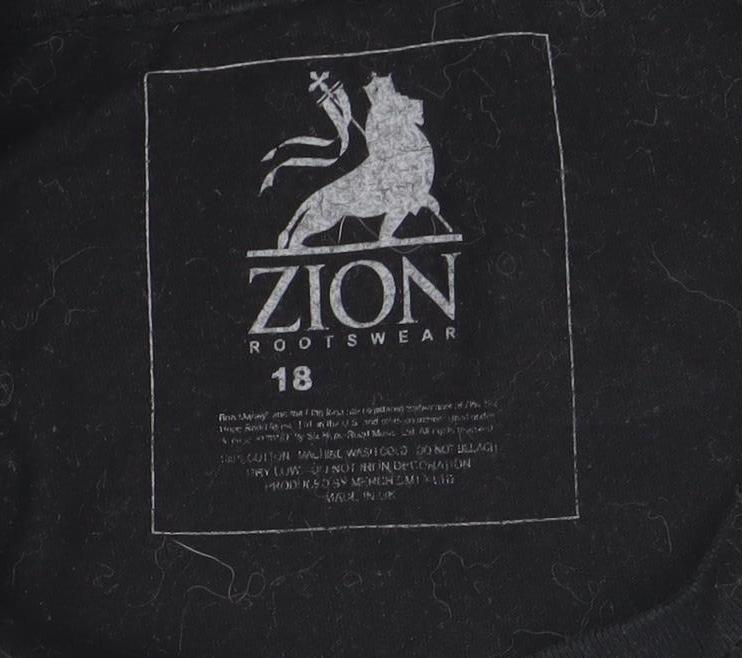Zion Rootswear Women's Black Size 18 Music Graphic T-Shirt