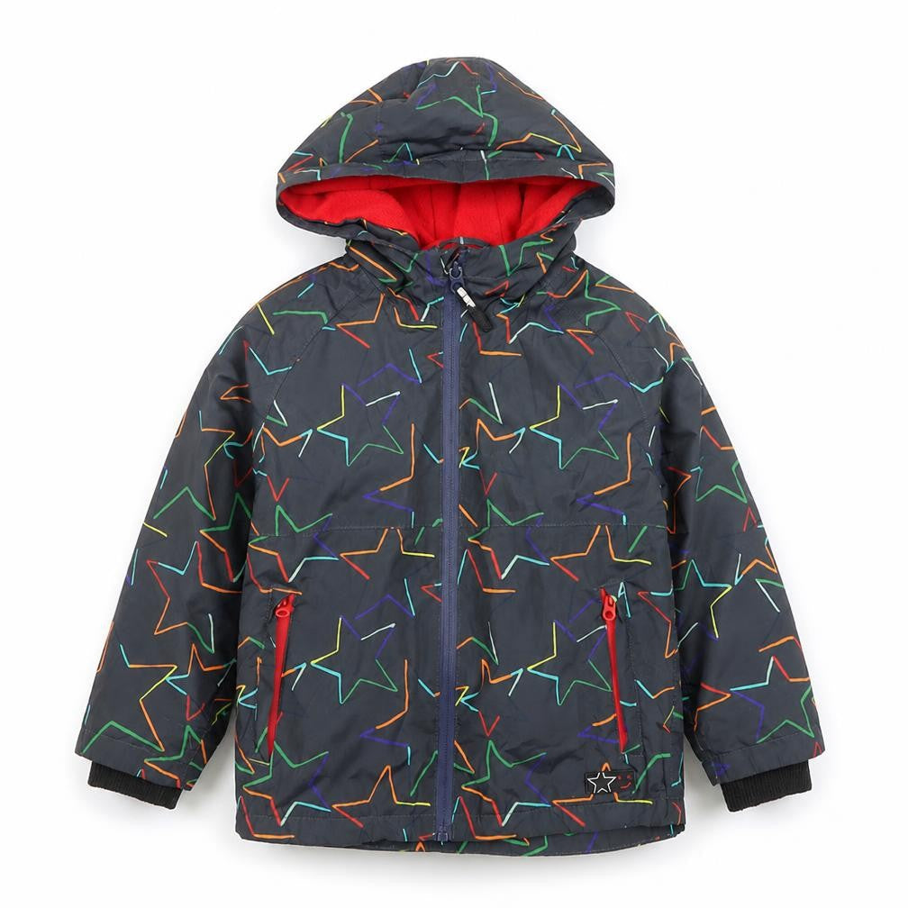 Next Boys Black Star Print Hooded Puffer Jacket 4-5 Years