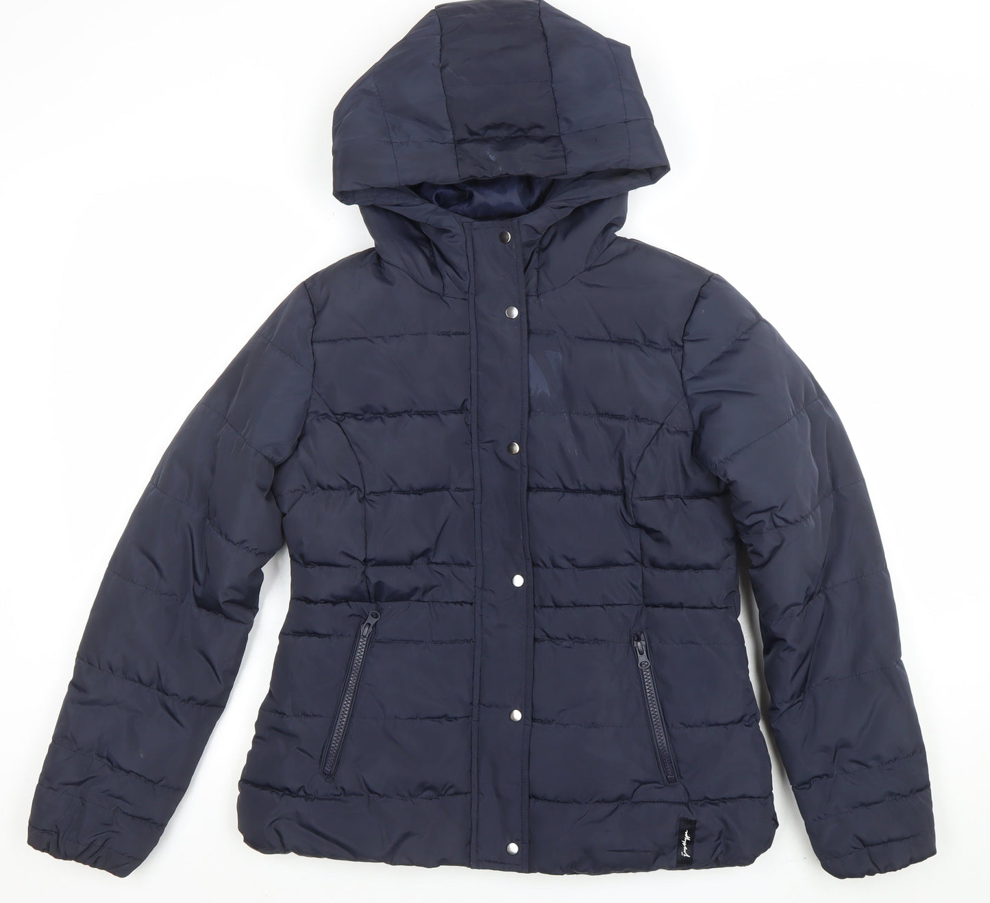 Lipsy Women Blue Size 6 Hooded Puffer Jacket with Zip Pockets