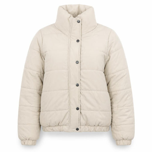 Boohoo Women's Beige Puffer Jacket Size 8 Quilted Winter Coat