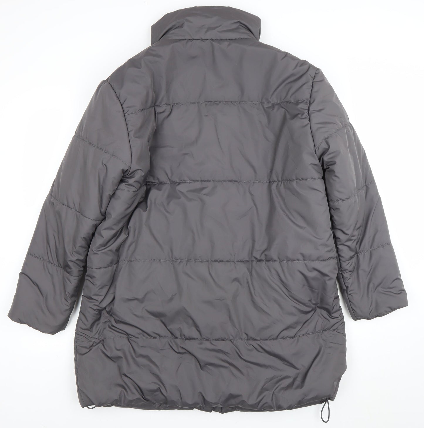 New Look Women’s Grey Long Puffer Coat Size 10 Winter Jacket