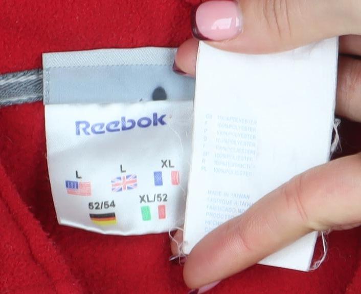 Reebok Men's Red Fleece Full Zip Jacket Size L Classic Casual Outdoor