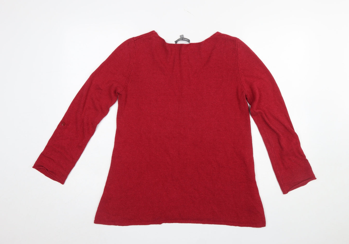 Laura Ashley Women's Red V-Neck Pullover Jumper Size 10 Cotton Blend