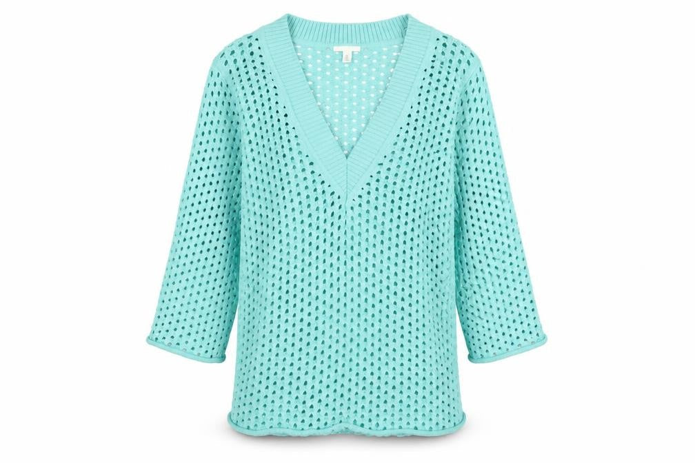 H&M Women’s Blue Open Knit V-Neck Pullover Jumper Size L