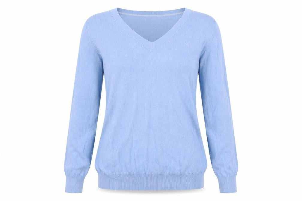Crew Clothing Blue V-Neck Cotton Cashmere Jumper Size 8