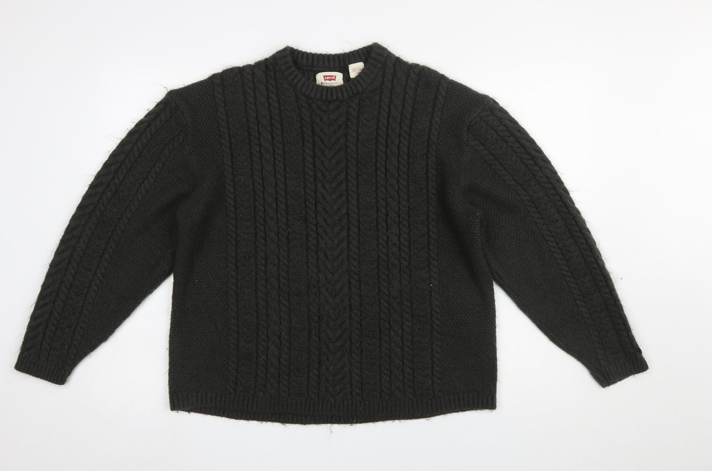 Levi's Women Black Cable Knit Crew Neck Relaxed Fit Jumper Size M