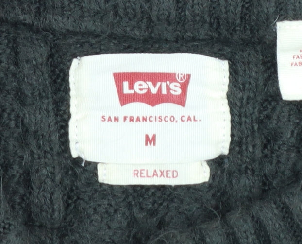 Levi's Women Black Cable Knit Crew Neck Relaxed Fit Jumper Size M