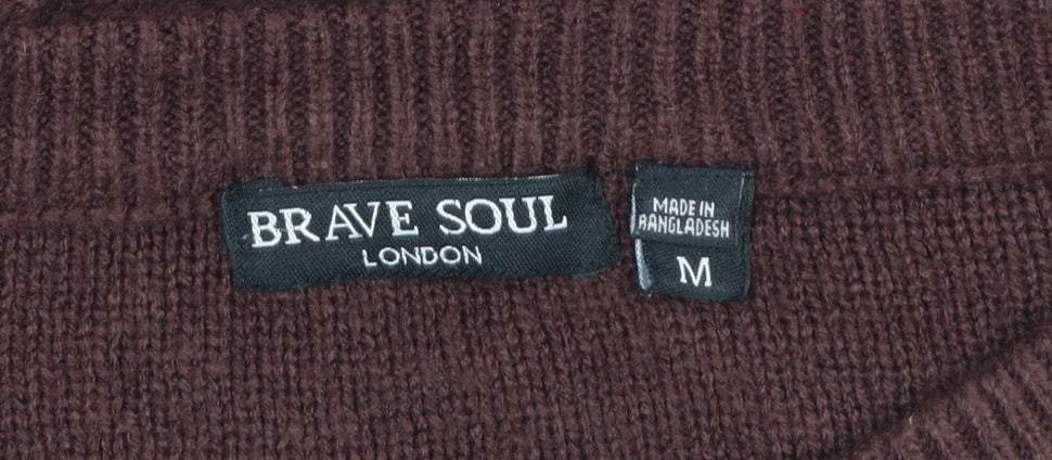 Brave Soul Women Brown Crew Neck Knit Jumper Size M