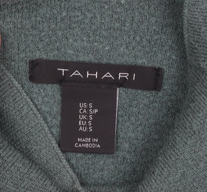 Tahari Women’s Green Mock Neck Knit Jumper Size S