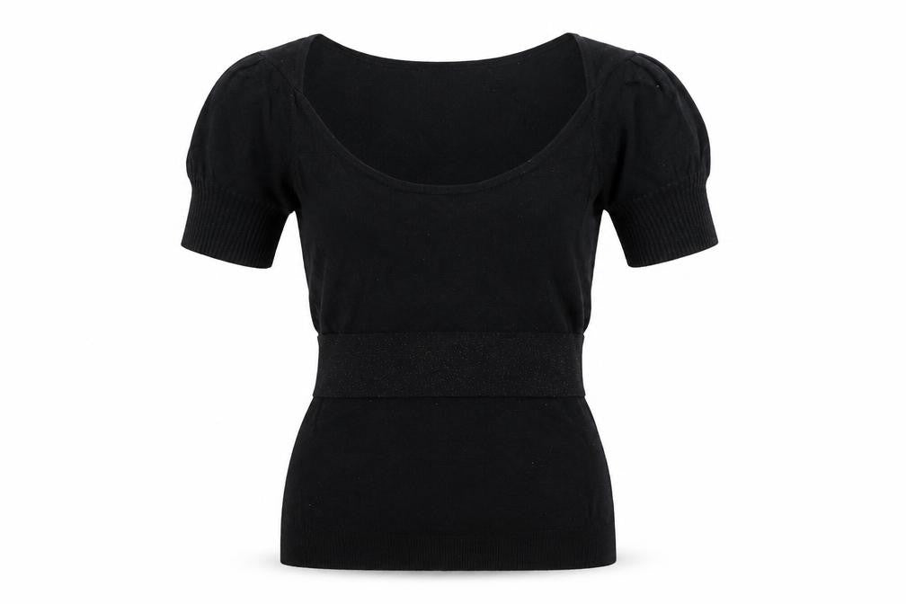 Morgan Women’s Black Scoop Neck Short Sleeve Angora Blend Jumper M