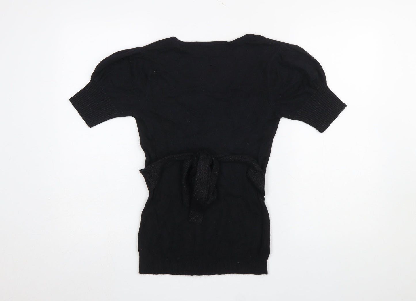 Morgan Women’s Black Scoop Neck Short Sleeve Angora Blend Jumper M