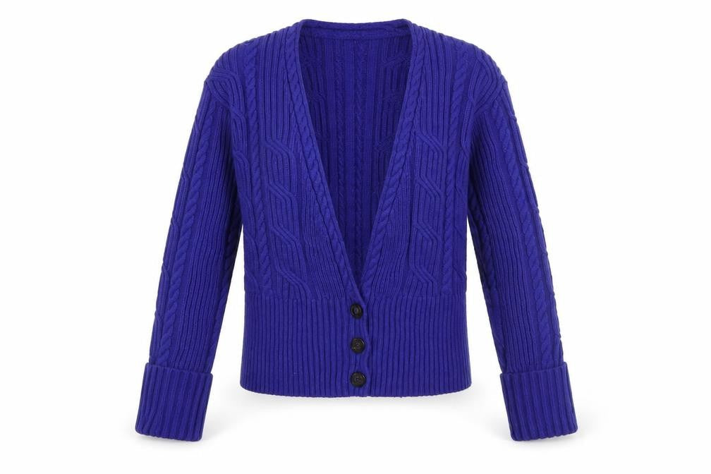 Marks & Spencer Per Una Women's Purple Size 8 Cable-Knit Cardigan